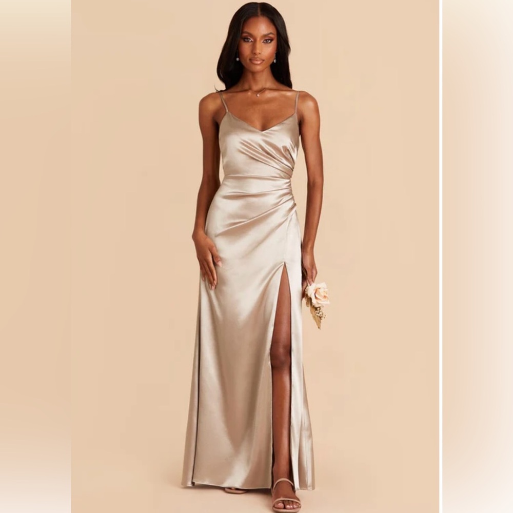 Birdy Grey Catherine Bridesmaid dress in Shiny Satin Neutral Champagne